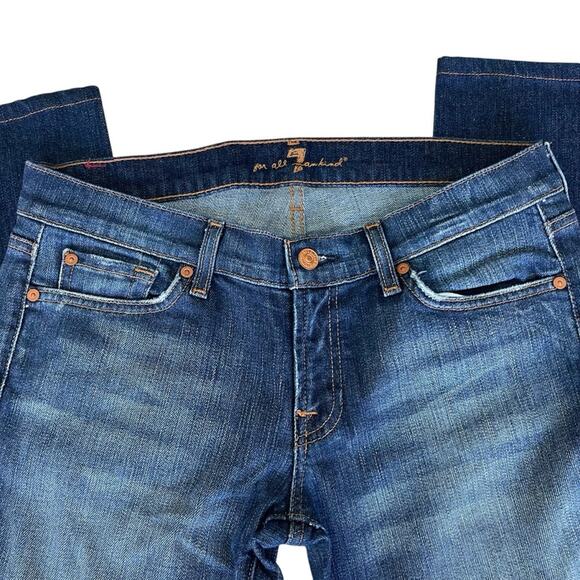 7 For All Mankind Roxanne Mid Rise Slim Leg Ankle Jean Dark Rinse Blue Size 30 - Picture 3 of 7